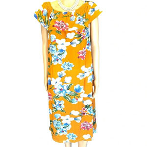 SRX Active Floral Spring Summer Beach Vacation Stretch Casual Dress Women Size L